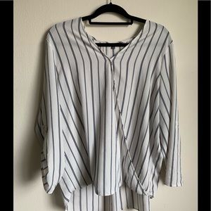 Striped Cross Front Blouse